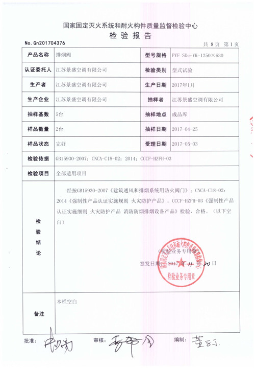 排煙閥 PYF SDc-YK-1250X630-2